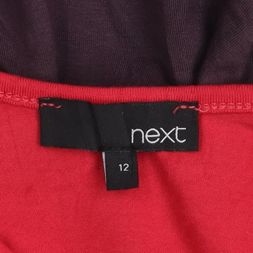 Next Women’s Red & Purple Jersey Colourblock Knee Length Dress Size 12