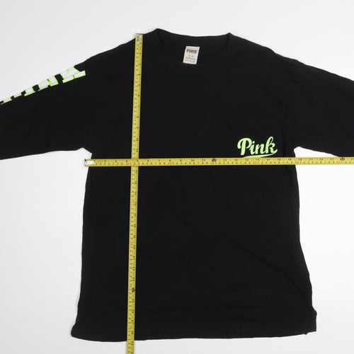 Victoria’s Secret PINK Women’s Black Long Sleeve Cotton Crew Neck T-Shirt M