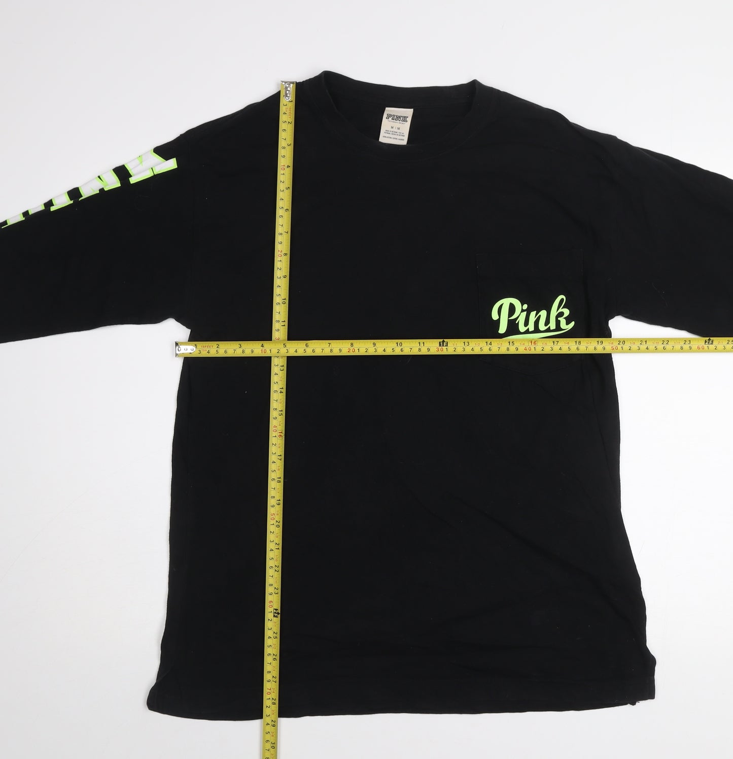 Victoria’s Secret PINK Women’s Black Long Sleeve Cotton Crew Neck T-Shirt M