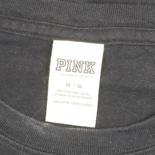 Victoria’s Secret PINK Women’s Black Long Sleeve Cotton Crew Neck T-Shirt M