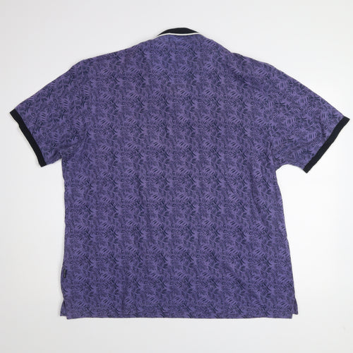 Bewley & Ritch Men's Purple Leaf Print Polo Shirt 3XL Cotton