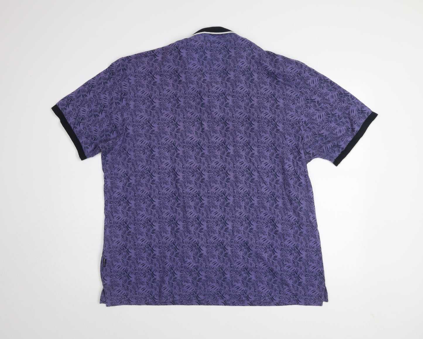 Bewley & Ritch Men's Purple Leaf Print Polo Shirt 3XL Cotton