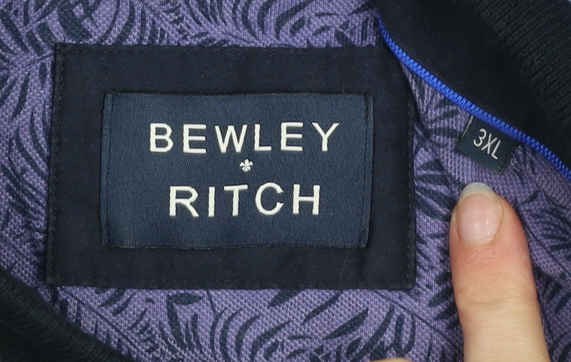 Bewley & Ritch Men's Purple Leaf Print Polo Shirt 3XL Cotton
