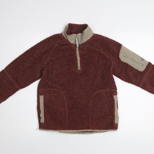 Fat Face Girls Burgundy 10-11 Years 1/2 Zip Fleece Sweatshirt