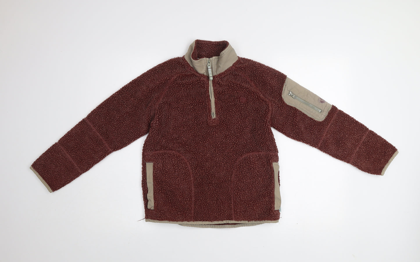 Fat Face Girls Burgundy 10-11 Years 1/2 Zip Fleece Sweatshirt