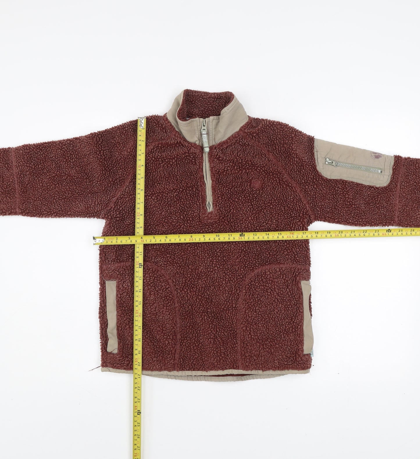 Fat Face Girls Burgundy 10-11 Years 1/2 Zip Fleece Sweatshirt