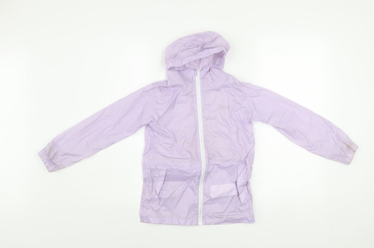 Regatta Girls Purple Waterproof Hooded Rain Coat Jacket 7-8 Years