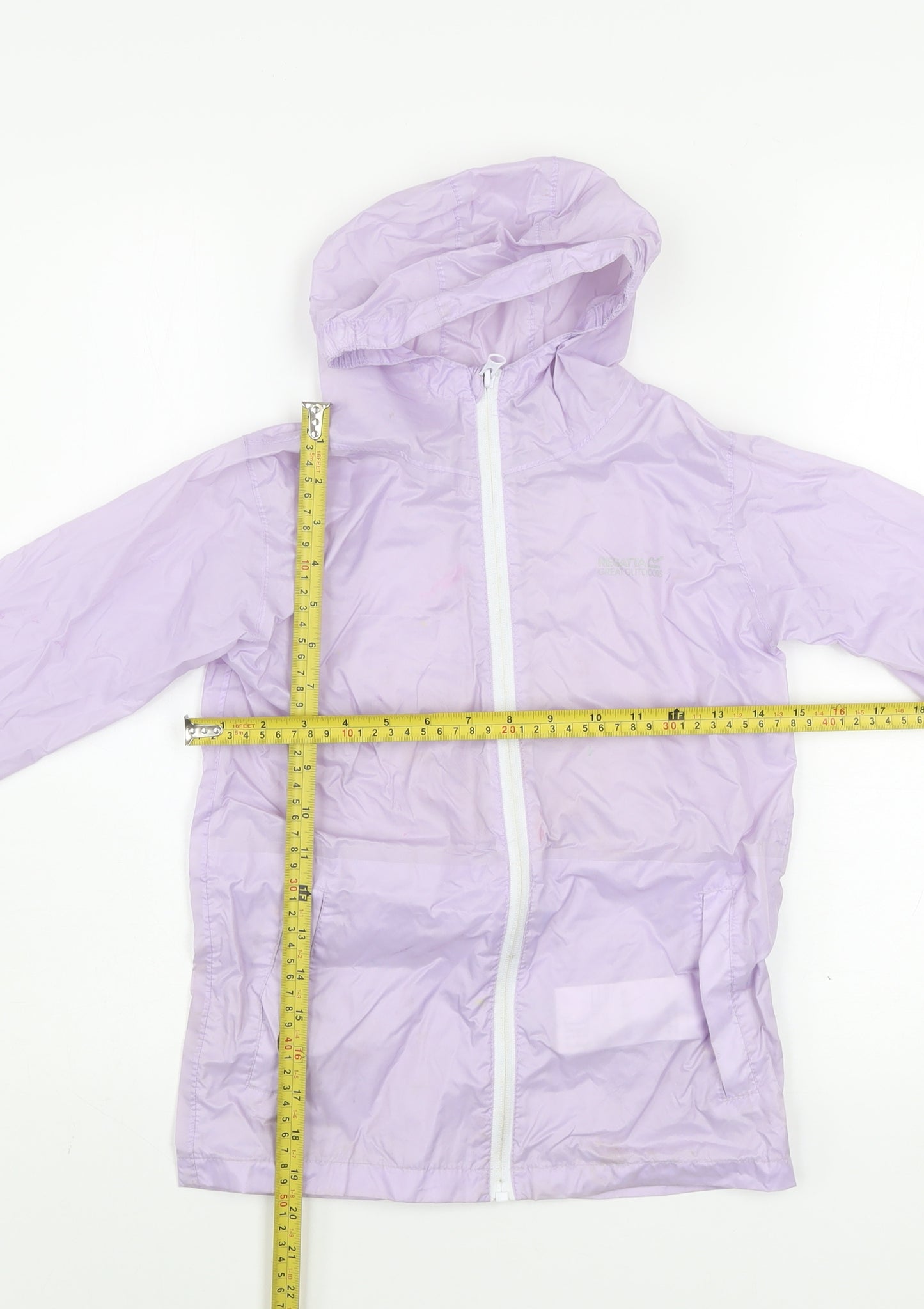 Regatta Girls Purple Waterproof Hooded Rain Coat Jacket 7-8 Years