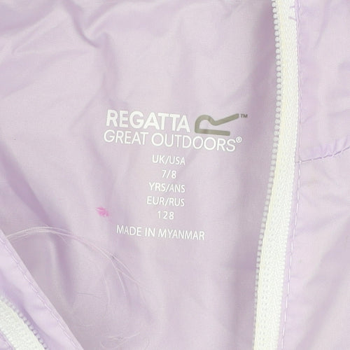 Regatta Girls Purple Waterproof Hooded Rain Coat Jacket 7-8 Years