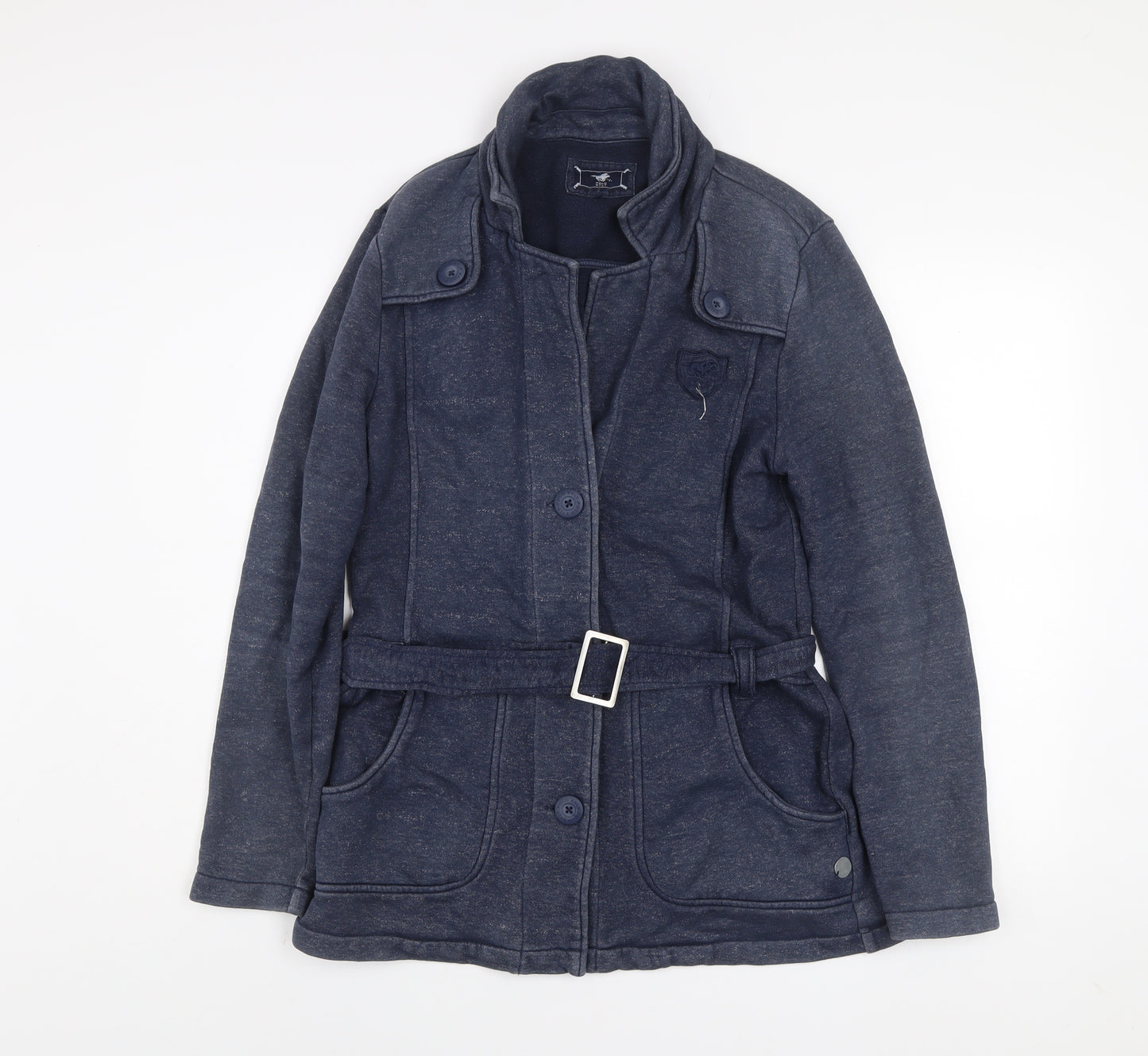 Polo Sylt Men's Blue Belted Cotton Blend Mid-Length Coat XL