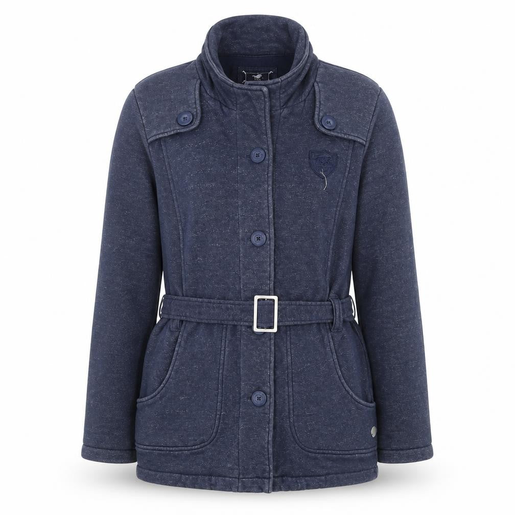Polo Sylt Men's Blue Belted Cotton Blend Mid-Length Coat XL