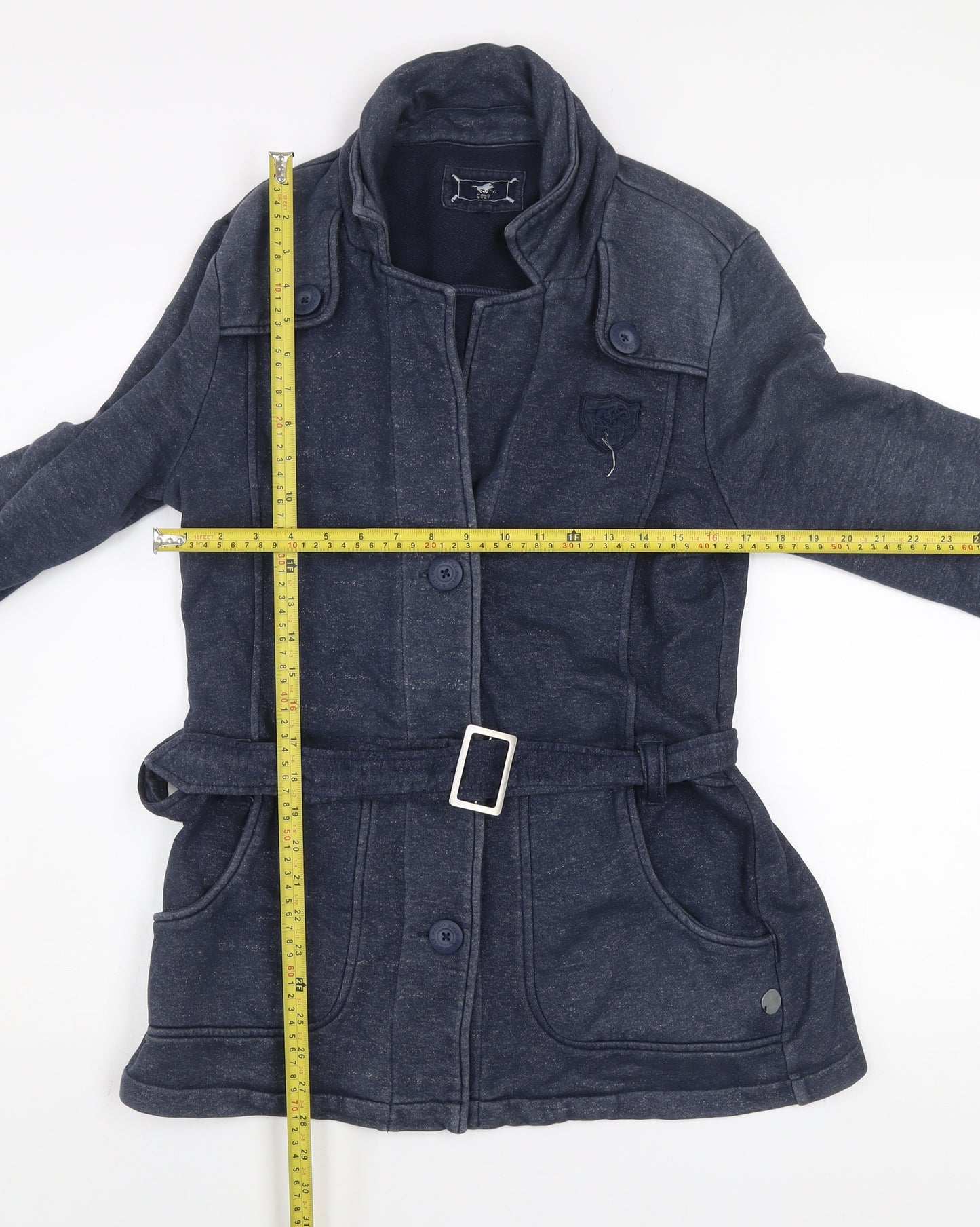 Polo Sylt Men's Blue Belted Cotton Blend Mid-Length Coat XL