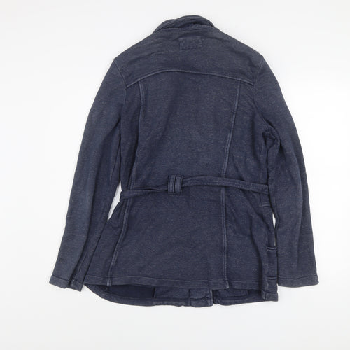 Polo Sylt Men's Blue Belted Cotton Blend Mid-Length Coat XL