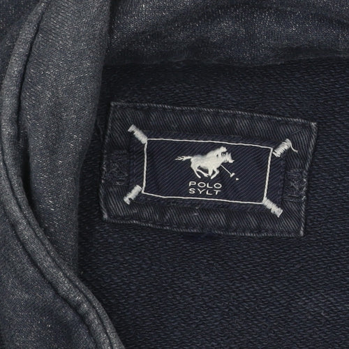 Polo Sylt Men's Blue Belted Cotton Blend Mid-Length Coat XL