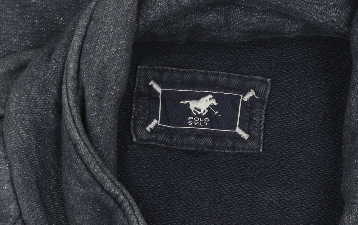 Polo Sylt Men's Blue Belted Cotton Blend Mid-Length Coat XL