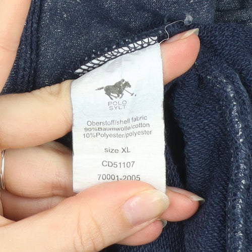 Polo Sylt Men's Blue Belted Cotton Blend Mid-Length Coat XL