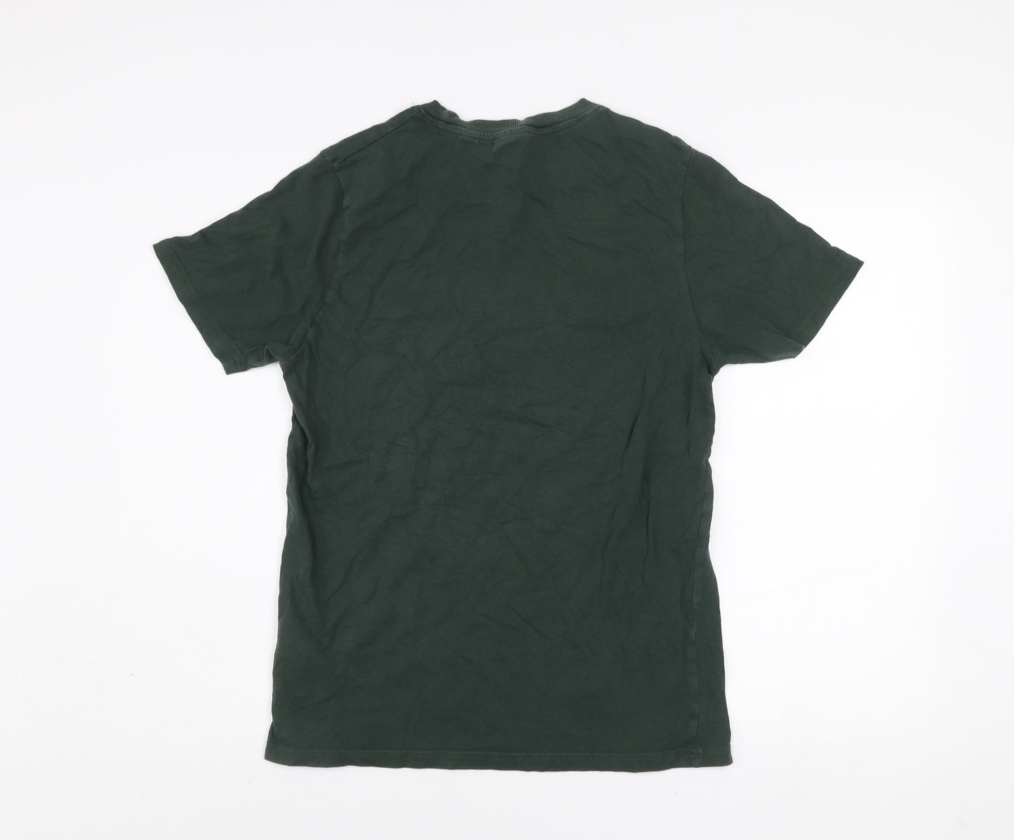 Jack & Jones Men’s Green Graphic Logo Crew Neck Cotton T-Shirt Size M