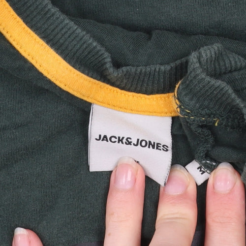 Jack & Jones Men’s Green Graphic Logo Crew Neck Cotton T-Shirt Size M
