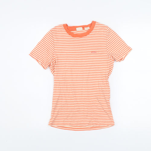 Levi's Women's Orange Striped Ringer Cotton T-Shirt Size S