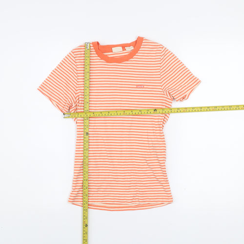 Levi's Women's Orange Striped Ringer Cotton T-Shirt Size S