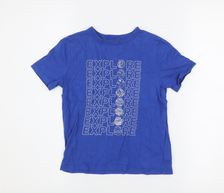 GAP Kids Boys Blue Explore Graphic Cotton T-Shirt Size 6-7 Years