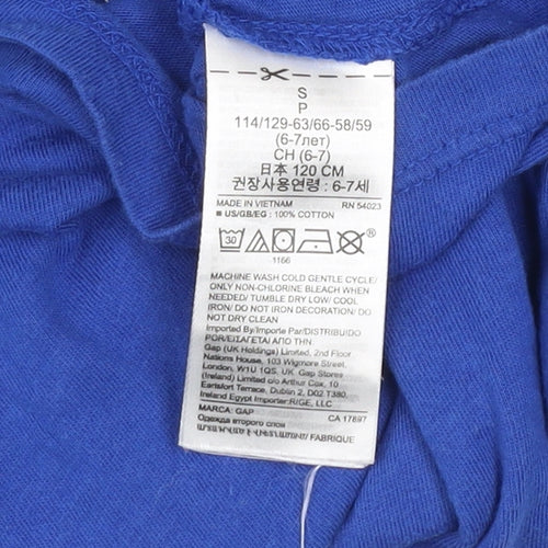 GAP Kids Boys Blue Explore Graphic Cotton T-Shirt Size 6-7 Years
