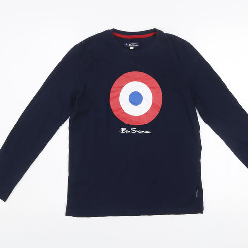 Ben Sherman Boys Navy Blue Long Sleeve Crew Neck Graphic T-Shirt Size 12-13 Years