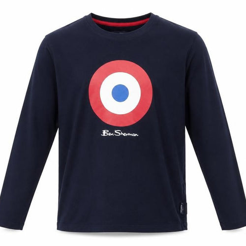 Ben Sherman Boys Navy Blue Long Sleeve Crew Neck Graphic T-Shirt Size 12-13 Years