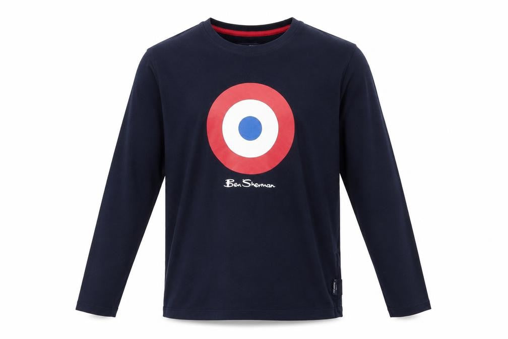 Ben Sherman Boys Navy Blue Long Sleeve Crew Neck Graphic T-Shirt Size 12-13 Years