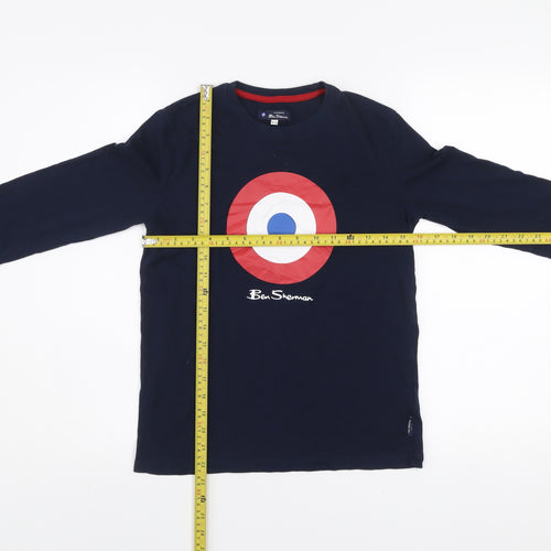 Ben Sherman Boys Navy Blue Long Sleeve Crew Neck Graphic T-Shirt Size 12-13 Years