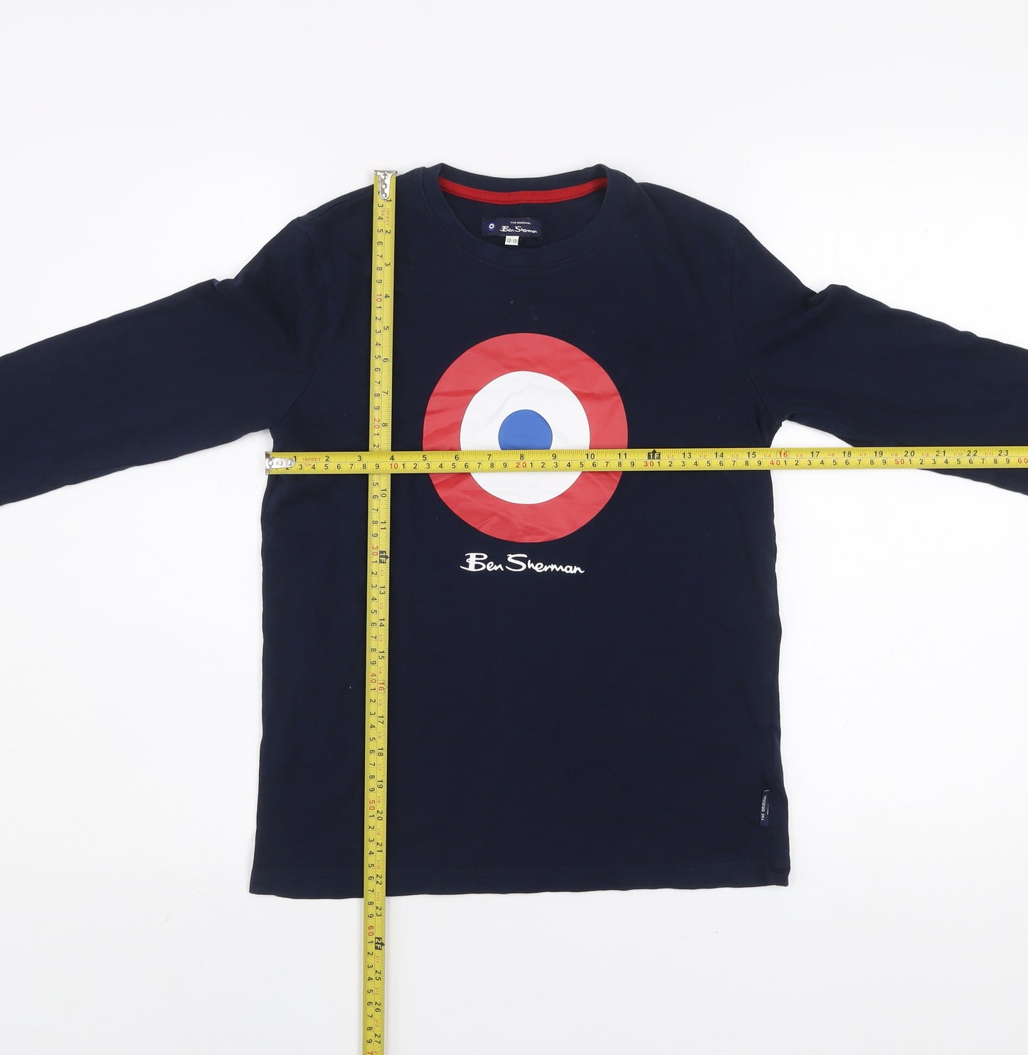 Ben Sherman Boys Navy Blue Long Sleeve Crew Neck Graphic T-Shirt Size 12-13 Years