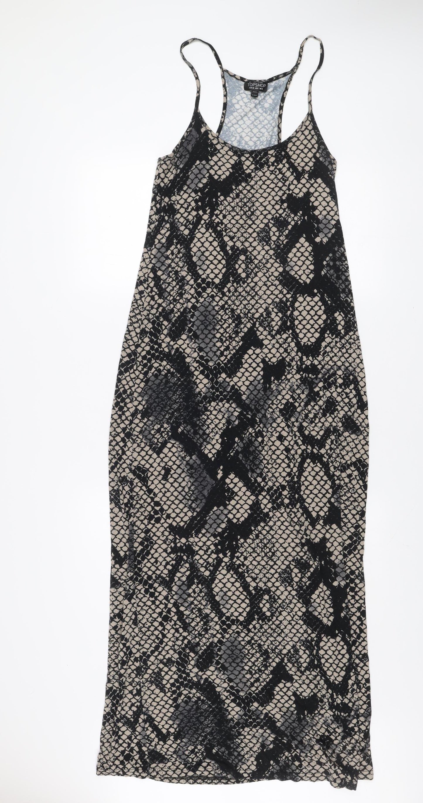 Topshop Women’s Multicoloured Snake Print Midi Slip Dress Size 12