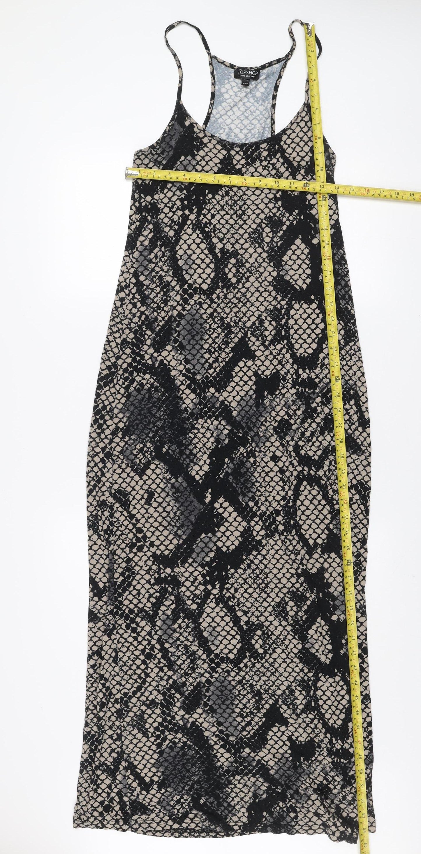 Topshop Women’s Multicoloured Snake Print Midi Slip Dress Size 12