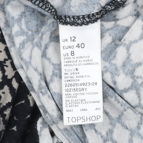 Topshop Women’s Multicoloured Snake Print Midi Slip Dress Size 12