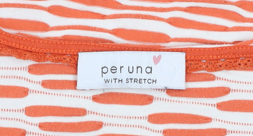 Marks and Spencer Per Una Orange Mix Short Sleeve Stretch T-Shirt Size 12