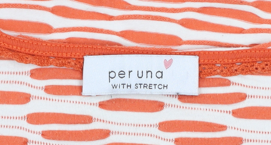 Marks and Spencer Per Una Orange Mix Short Sleeve Stretch T-Shirt Size 12