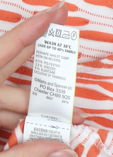 Marks and Spencer Per Una Orange Mix Short Sleeve Stretch T-Shirt Size 12