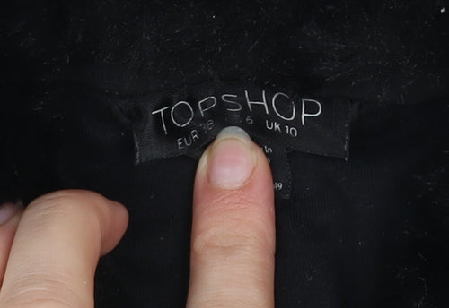Topshop Women’s Black Quilted Fur Collar Lined Jacket UK 10