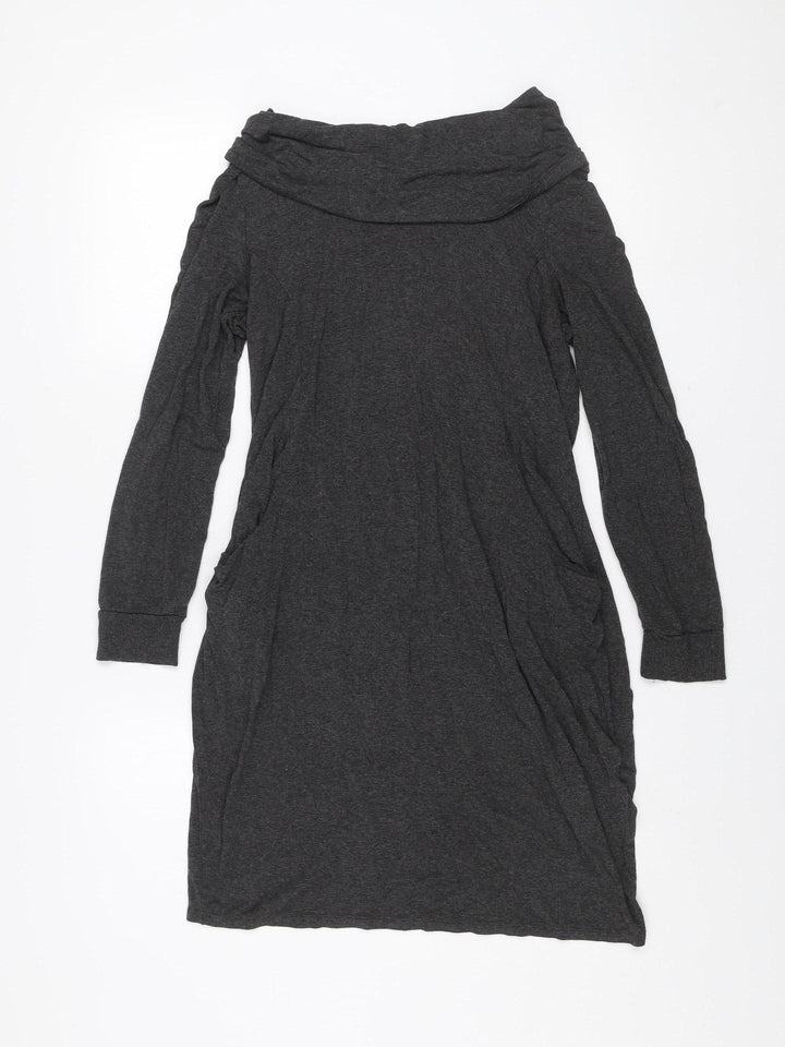 Marks and Spencer Women Charcoal Grey Size 12 Off Shoulder Shift Dress