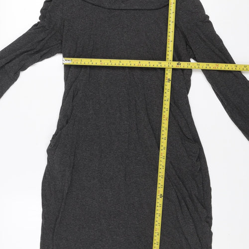 Marks and Spencer Women Charcoal Grey Size 12 Off Shoulder Shift Dress