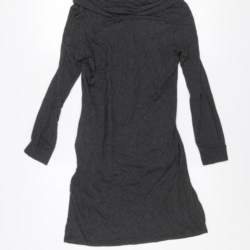 Marks and Spencer Women Charcoal Grey Size 12 Off Shoulder Shift Dress