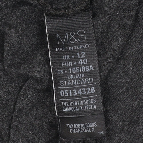 Marks and Spencer Women Charcoal Grey Size 12 Off Shoulder Shift Dress