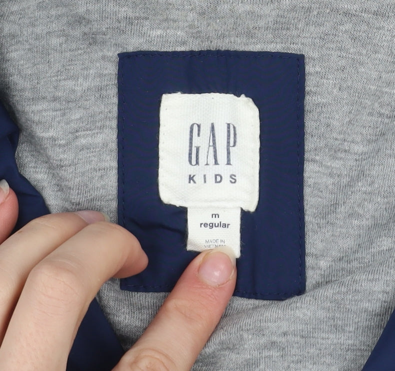 GAP Kids Boys Blue Hooded Windbreaker Jacket 8-9 Years Regular Fit