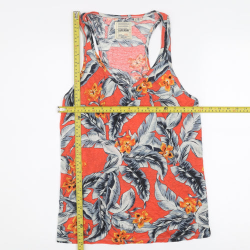 Superdry Womens Orange Floral Racerback Tank Top Size 12