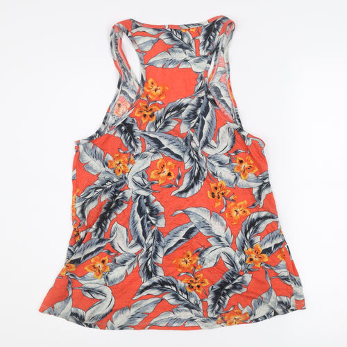 Superdry Womens Orange Floral Racerback Tank Top Size 12