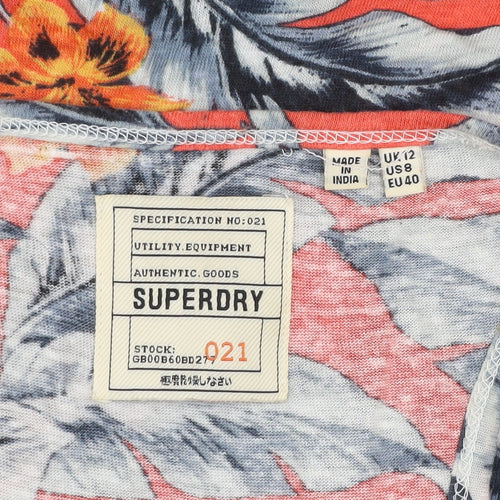 Superdry Womens Orange Floral Racerback Tank Top Size 12