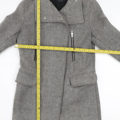 Bershka Women’s Grey Wool Blend Biker Coat XS