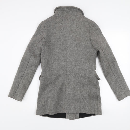 Bershka Women’s Grey Wool Blend Biker Coat XS