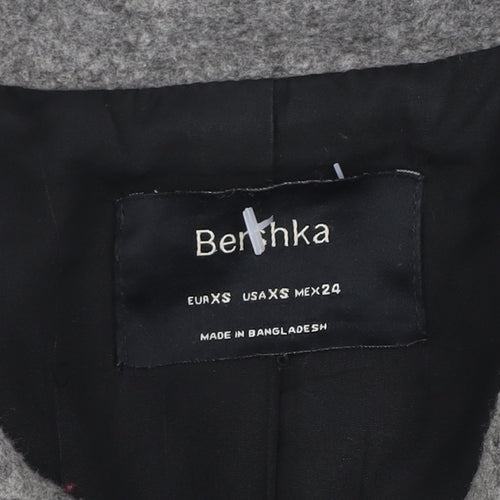 Bershka Women’s Grey Wool Blend Biker Coat XS