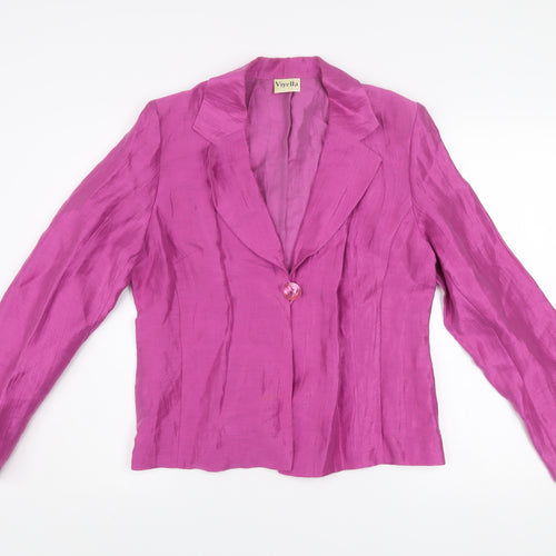 Viyella Women's Pink Linen Blend Blazer UK 12 Classic Style